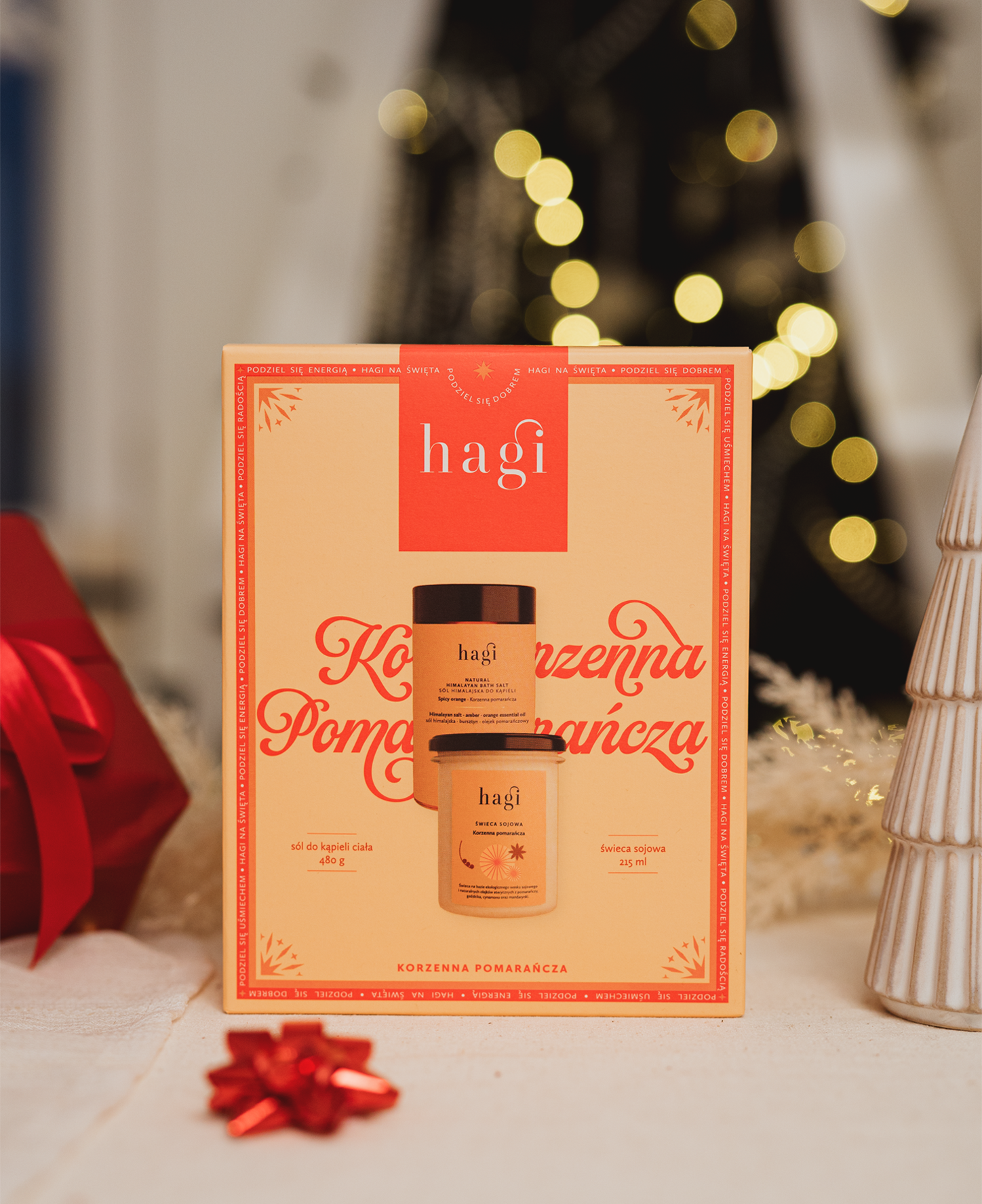 Zestaw sól do kąpieli i świeca Korzenna Pomarańcza